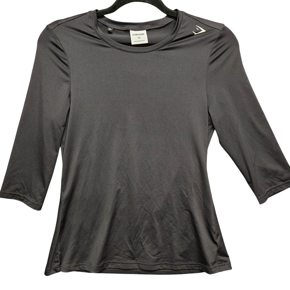 Gymshark‎ 3/4 Sleeve Top Women XS Black Back Cutout Athletic Shirt